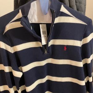 Polo Ralph Lauren Boys Navy Striped Quarter Zip
